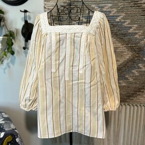 Lauren Conrad Striped Lace-Trimmed Women's Top